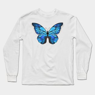 Blue Butterfly Morpho ( Blue Butterflies ) Long Sleeve T-Shirt